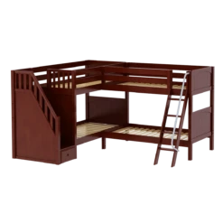 Maxtrix Twin Medium Corner Bunk Bed With Ladder + Stairs - L -Kids Furniture MIDST CP