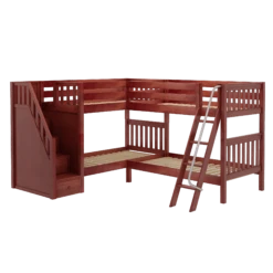 Maxtrix Twin Medium Corner Bunk Bed With Ladder + Stairs - L