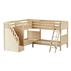 Maxtrix Twin Medium Corner Bunk Bed With Ladder + Stairs - L -Kids Furniture MIDST NP