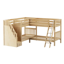Maxtrix Twin Medium Corner Bunk Bed With Ladder + Stairs - L -Kids Furniture MIDST NS