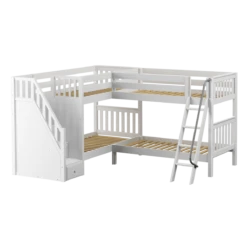 Maxtrix Twin Medium Corner Bunk Bed With Ladder + Stairs - L -Kids Furniture MIDST WS