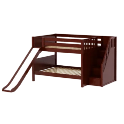 Maxtrix Full Low Bunk Bed With Stairs + Slide -Kids Furniture MOUNTAIN CP