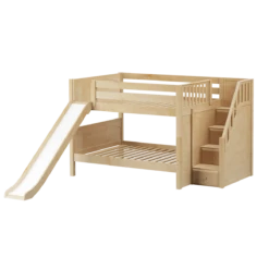 Maxtrix Full Low Bunk Bed With Stairs + Slide -Kids Furniture MOUNTAIN NP