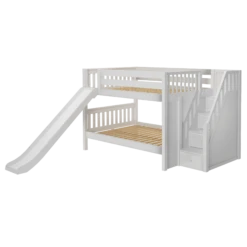 Maxtrix Full Low Bunk Bed With Stairs + Slide -Kids Furniture MOUNTAIN WS f6a9b843 c93a 484d a220 69cef1adb5a6