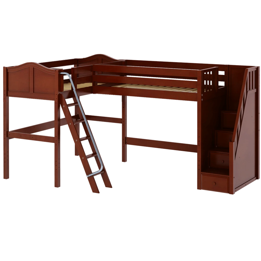 Maxtrix Twin High Corner Loft Bed With Ladder + Stairs - R 4 Maxtrix Twin High Corner Loft Bed With Ladder + Stairs - R - Image 2