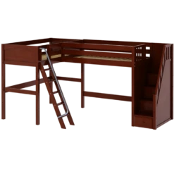 Maxtrix Twin High Corner Loft Bed With Ladder + Stairs - R 15 Maxtrix Twin High Corner Loft Bed With Ladder + Stairs - R -Kids Furniture PENTHOUSE CP