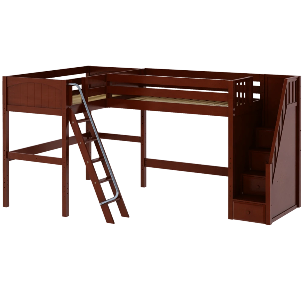 Maxtrix Twin High Corner Loft Bed With Ladder + Stairs - R 7 Maxtrix Twin High Corner Loft Bed With Ladder + Stairs - R - Image 5