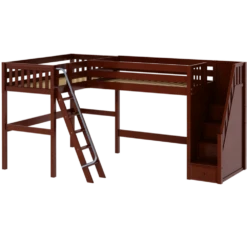 Maxtrix Twin High Corner Loft Bed With Ladder + Stairs - R