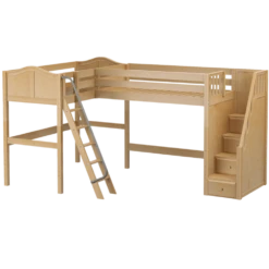 Maxtrix Twin High Corner Loft Bed With Ladder + Stairs - R 18 Maxtrix Twin High Corner Loft Bed With Ladder + Stairs - R -Kids Furniture PENTHOUSE NC