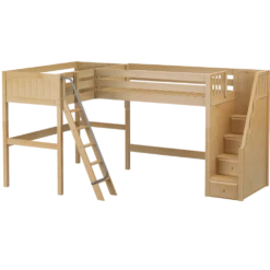 Maxtrix Twin High Corner Loft Bed With Ladder + Stairs - R 16 Maxtrix Twin High Corner Loft Bed With Ladder + Stairs - R -Kids Furniture PENTHOUSE NP