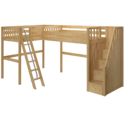 Maxtrix Twin High Corner Loft Bed With Ladder + Stairs - R 13 Maxtrix Twin High Corner Loft Bed With Ladder + Stairs - R -Kids Furniture PENTHOUSE NS
