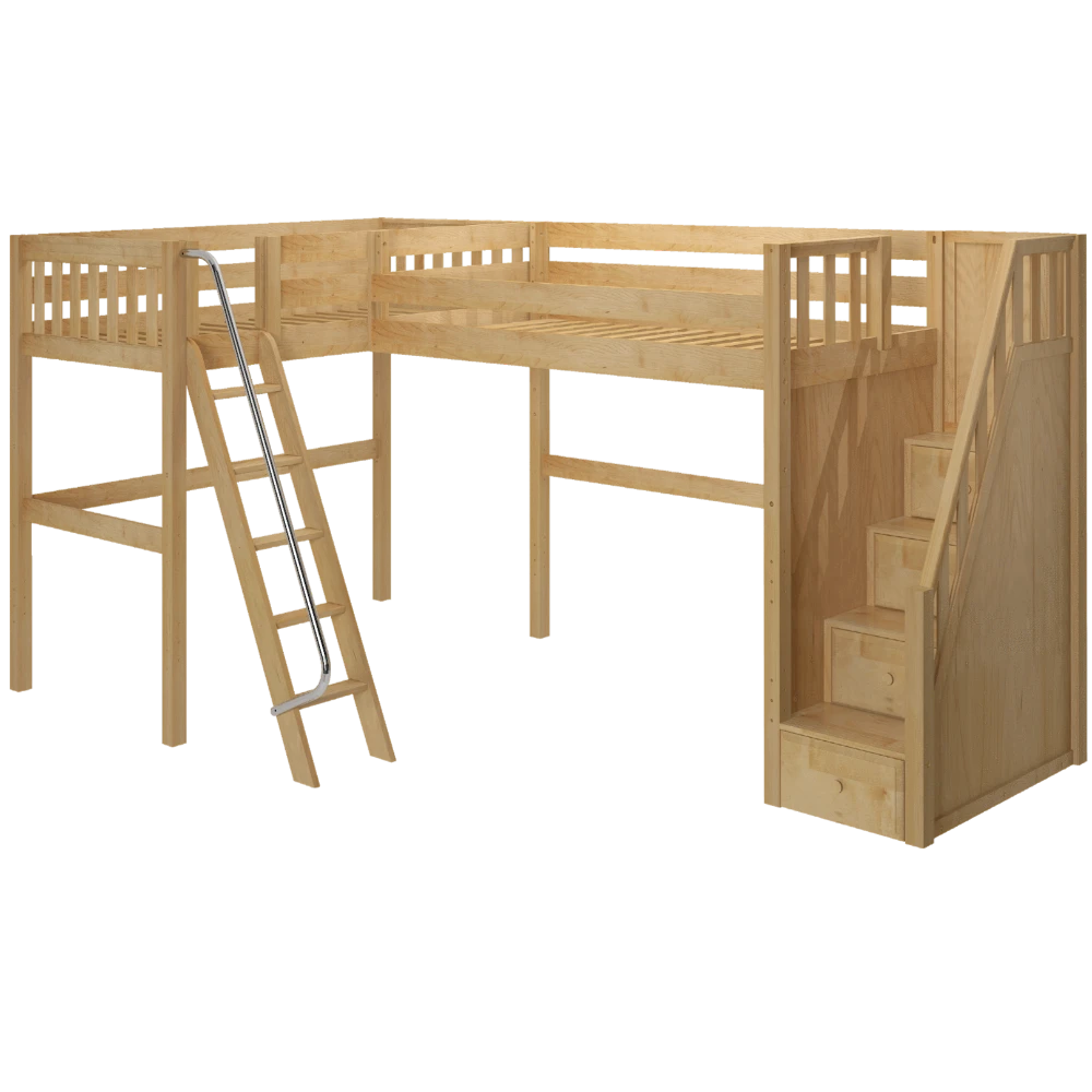 Maxtrix Twin High Corner Loft Bed With Ladder + Stairs - R 5 Maxtrix Twin High Corner Loft Bed With Ladder + Stairs - R - Image 3