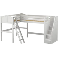 Maxtrix Twin High Corner Loft Bed With Ladder + Stairs - R 17 Maxtrix Twin High Corner Loft Bed With Ladder + Stairs - R -Kids Furniture PENTHOUSE WC