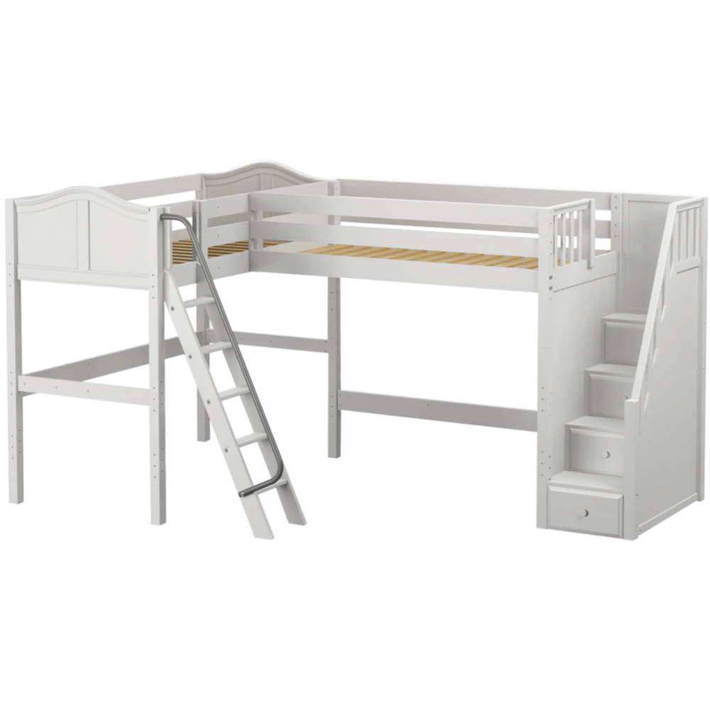 Maxtrix Twin High Corner Loft Bed With Ladder + Stairs - R 9 Maxtrix Twin High Corner Loft Bed With Ladder + Stairs - R - Image 7
