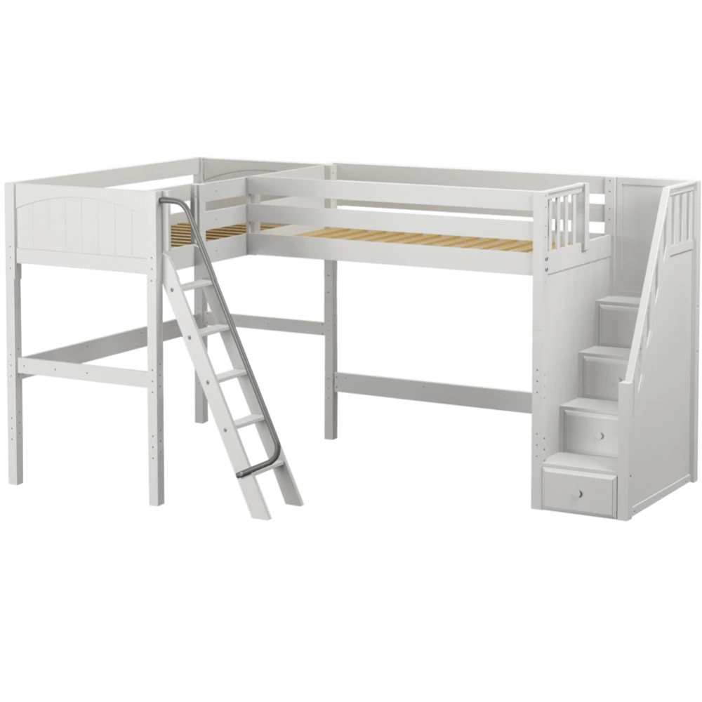Maxtrix Twin High Corner Loft Bed With Ladder + Stairs - R 6 Maxtrix Twin High Corner Loft Bed With Ladder + Stairs - R - Image 4