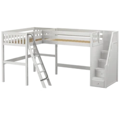 Maxtrix Twin High Corner Loft Bed With Ladder + Stairs - R 19 Maxtrix Twin High Corner Loft Bed With Ladder + Stairs - R -Kids Furniture PENTHOUSE WS