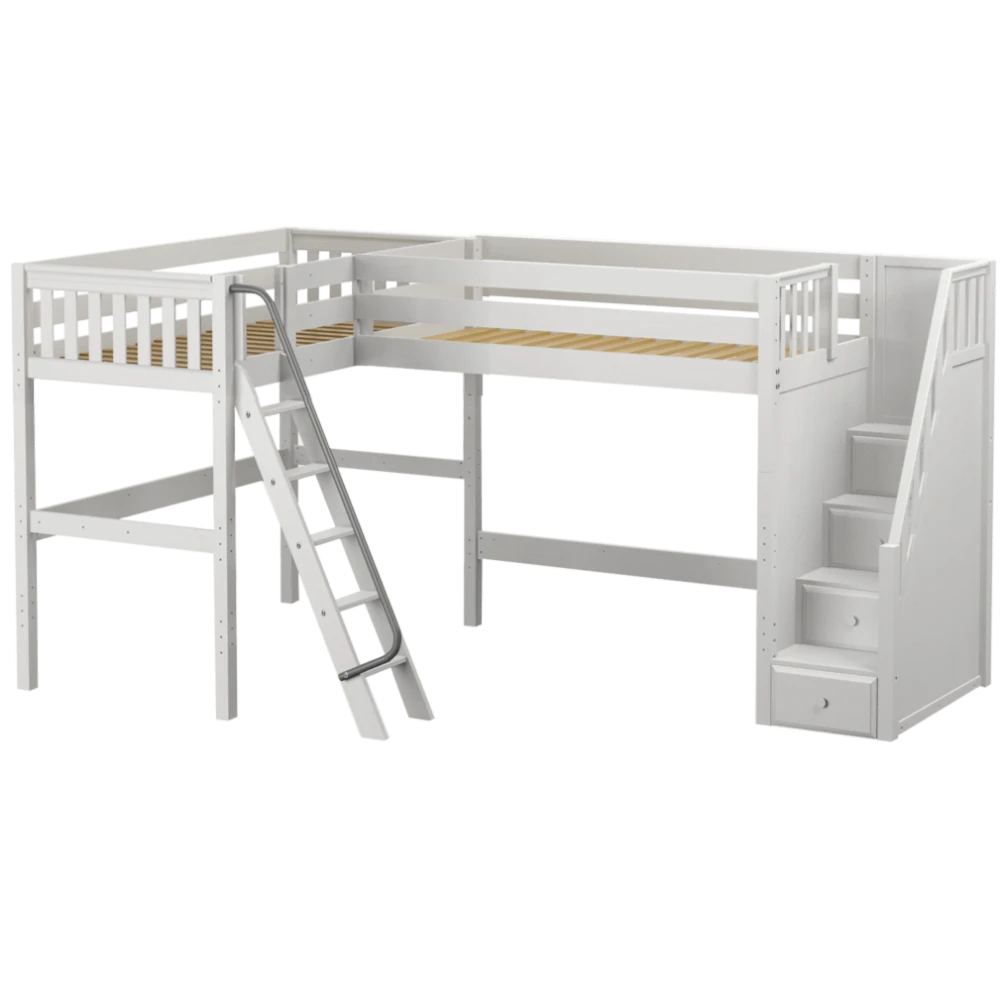 Maxtrix Twin High Corner Loft Bed With Ladder + Stairs - R 11 Maxtrix Twin High Corner Loft Bed With Ladder + Stairs - R - Image 9