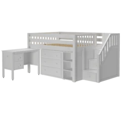 Maxtrix Full Low Loft Bed With Stairs, Storage + Desk -Kids Furniture PERFECT22L WS e8ef04ba 650a 4547 bc72 6394133bfd81