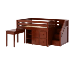 Maxtrix Full Low Loft Bed With Stairs, Storage + Desk