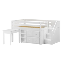 Maxtrix Full Low Loft Bed With Stairs, Storage + Desk -Kids Furniture PERFECT4 WS 89d33b6c dac2 4c79 8384 8cd14a77b22a