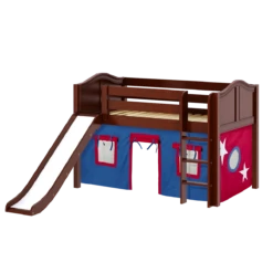 Maxtrix Twin Low Loft Bed With Straight Ladder, Curtain + Slide -Kids Furniture PIT21 CC 51f29092 67db 44db a8fc 58326a7da44e
