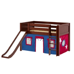 Maxtrix Twin Low Loft Bed With Straight Ladder, Curtain + Slide -Kids Furniture PIT21 CP 169c4a2e 3cf2 4622 bbd1 1c30b5e4a74c