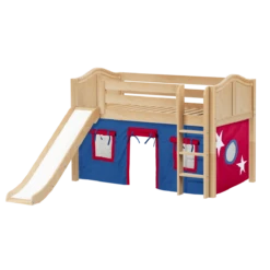 Maxtrix Twin Low Loft Bed With Straight Ladder, Curtain + Slide -Kids Furniture PIT21 NC 9020a296 389c 42c3 83c1 f859b5211392