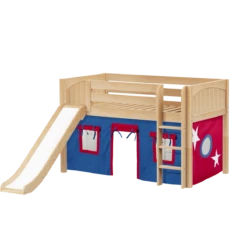 Maxtrix Twin Low Loft Bed With Straight Ladder, Curtain + Slide -Kids Furniture PIT21 NP 98590671 b8ad 4151 a9c4 894999875fd8