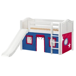 Maxtrix Twin Low Loft Bed With Straight Ladder, Curtain + Slide -Kids Furniture PIT21 WC 8b0fefa5 dbfb 4483 a182 169ef00d0dc5