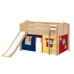 Maxtrix Twin Low Loft Bed With Straight Ladder, Curtain + Slide -Kids Furniture PIT29 NC 48f8ef28 635c 4aa6 a3d9 731ff60cd682