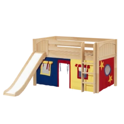 Maxtrix Twin Low Loft Bed With Straight Ladder, Curtain + Slide -Kids Furniture PIT29 NP 484d62b3 2c3a 4fc7 9d4d 88eb4c25cf60