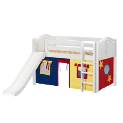 Maxtrix Twin Low Loft Bed With Straight Ladder, Curtain + Slide -Kids Furniture PIT29 WC 83e5e3ab 4914 4202 b874 d4a91aed1817