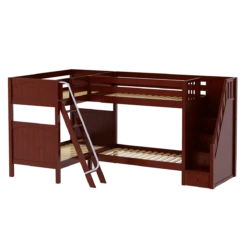 Maxtrix Twin High Corner Bunk Bed With Ladder + Stairs - R -Kids Furniture QUAD CP ce2b8a23 864b 4edd 8866 99003f99e3b1