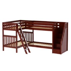 Maxtrix Twin High Corner Bunk Bed With Ladder + Stairs - R -Kids Furniture QUAD CS c07e86fc 1189 48ef 80ac 74d488eec7bd