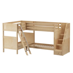 Maxtrix Twin High Corner Bunk Bed With Ladder + Stairs - R -Kids Furniture QUAD NP 613c54f0 6d95 4203 9155 b7a25c353f01