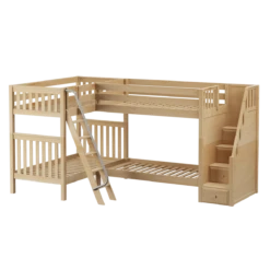 Maxtrix Twin High Corner Bunk Bed With Ladder + Stairs - R -Kids Furniture QUAD NS 96563792 d14d 4f27 8a6e b6dab48911c9