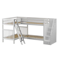 Maxtrix Twin High Corner Bunk Bed With Ladder + Stairs - R