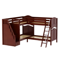 Maxtrix Twin High Corner Bunk Bed With Ladder + Stairs - L -Kids Furniture QUARTILE CC