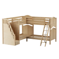 Maxtrix Twin High Corner Bunk Bed With Ladder + Stairs - L -Kids Furniture QUARTILE NC