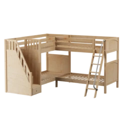 Maxtrix Twin High Corner Bunk Bed With Ladder + Stairs - L -Kids Furniture QUARTILE NP