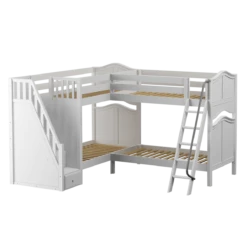 Maxtrix Twin High Corner Bunk Bed With Ladder + Stairs - L -Kids Furniture QUARTILE WC