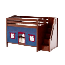 Maxtrix Full Medium Bunk Bed With Stairs + Curtain -Kids Furniture QUASAR21 CC