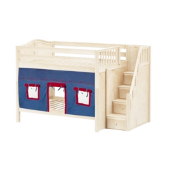 Maxtrix Full Medium Bunk Bed With Stairs + Curtain -Kids Furniture QUASAR21 NC