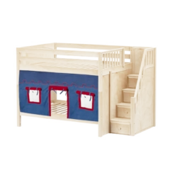 Maxtrix Full Medium Bunk Bed With Stairs + Curtain -Kids Furniture QUASAR21 NP