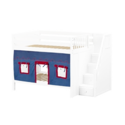 Maxtrix Full Medium Bunk Bed With Stairs + Curtain -Kids Furniture QUASAR21 WP