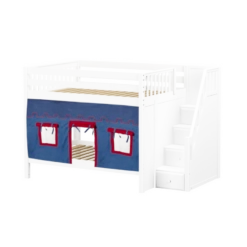 Maxtrix Full Medium Bunk Bed With Stairs + Curtain -Kids Furniture QUASAR21 WS