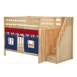 Maxtrix Full Medium Bunk Bed With Stairs + Curtain