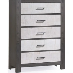Natart Rustico Moderno 5-Drawer Dresser -Kids Furniture RM 5DD grigio white bark new handles