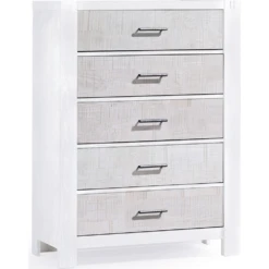 Natart Rustico Moderno 5-Drawer Dresser -Kids Furniture RM 5DD white white bark new handles