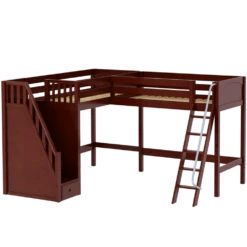 Maxtrix Twin XL High Corner Loft Bed With Ladder + Stairs - L -Kids Furniture ROOFTOP CP d911ec2f 2144 4722 966e 06f0ed661386